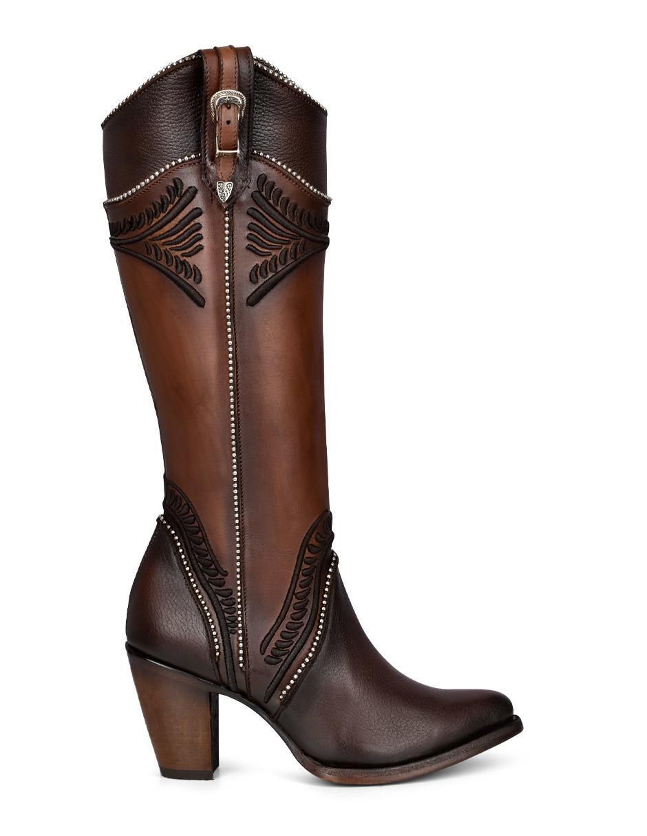 Bota abajo de la rodilla de piel para mujer 2