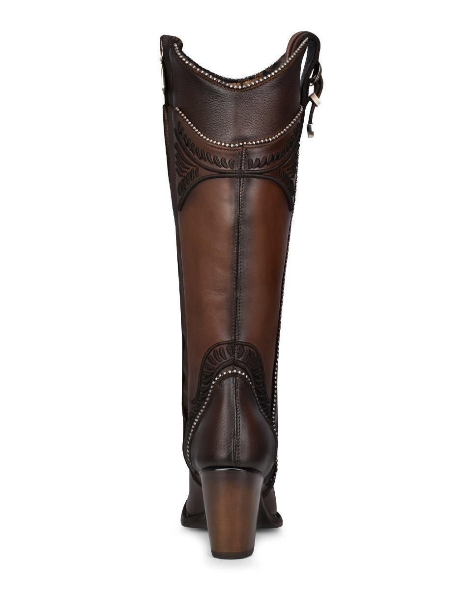 Bota abajo de la rodilla de piel para mujer 5