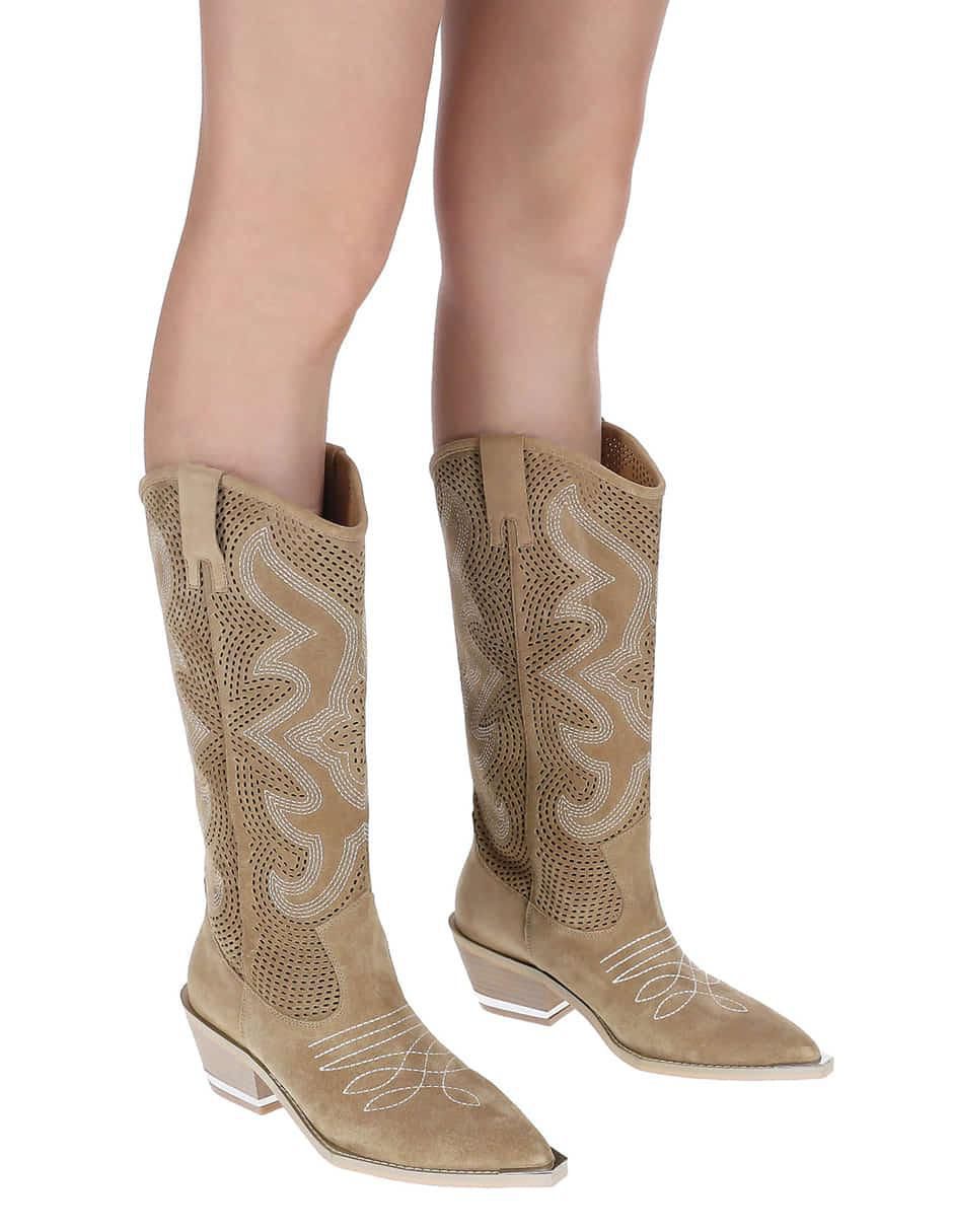 Bota abajo de la rodilla de piel para mujer 5