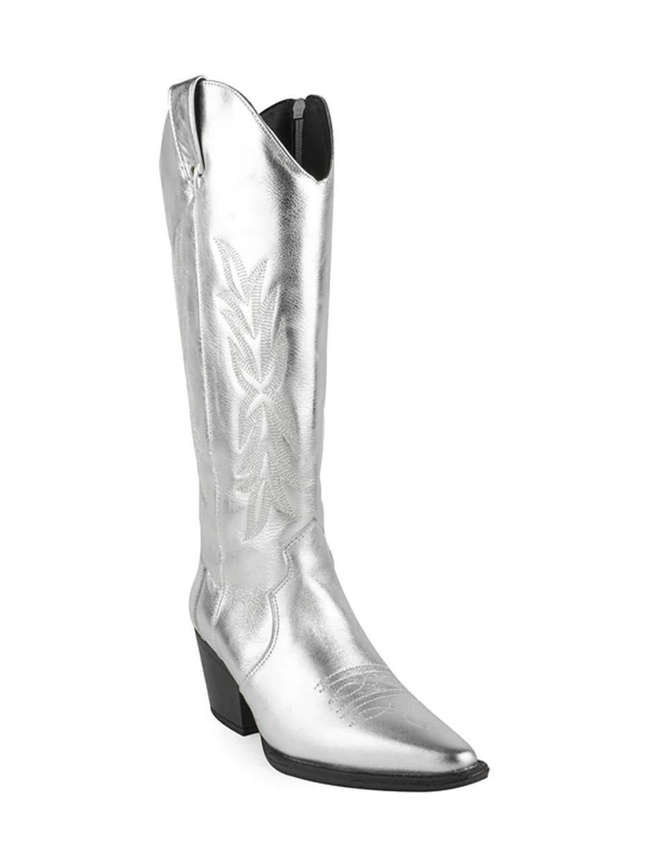 Bota cowboy abajo de la rodilla de piel para mujer 2