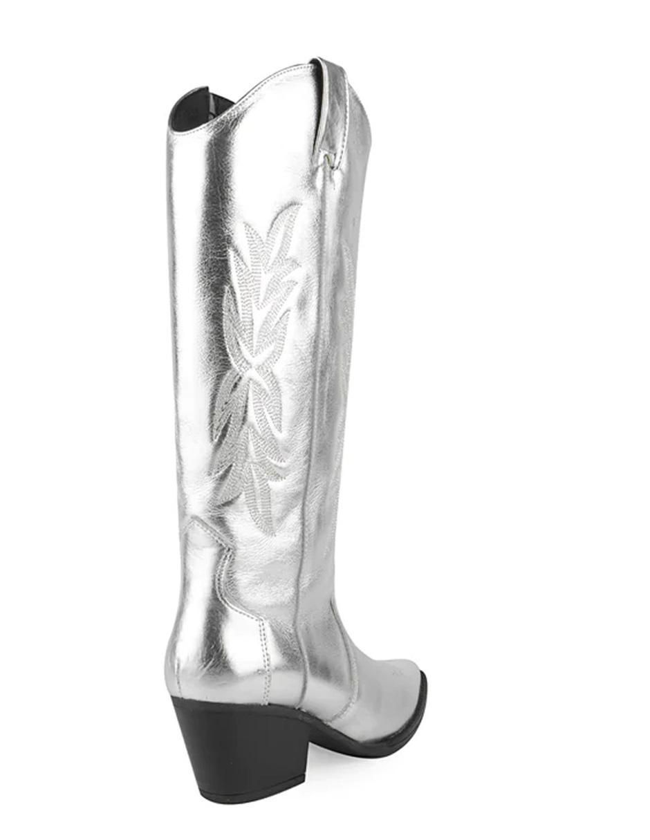 Bota cowboy abajo de la rodilla de piel para mujer 3