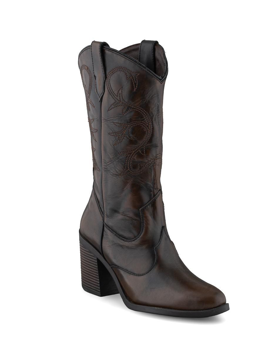 Bota cowboy arriba del tobillo Dasalo de piel para mujer