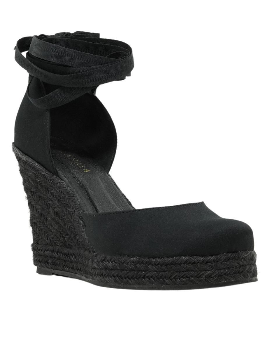 Cuña Negras Alpargatas Mujer CuÃ±a Piel Alpargatas Negras