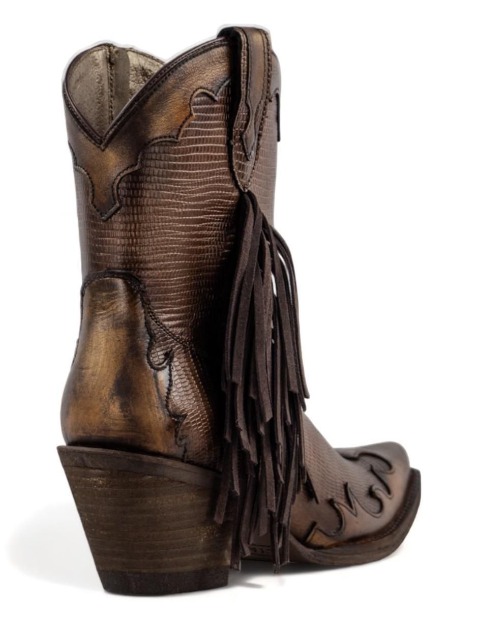 Bota arriba del tobillo de piel para mujer 4