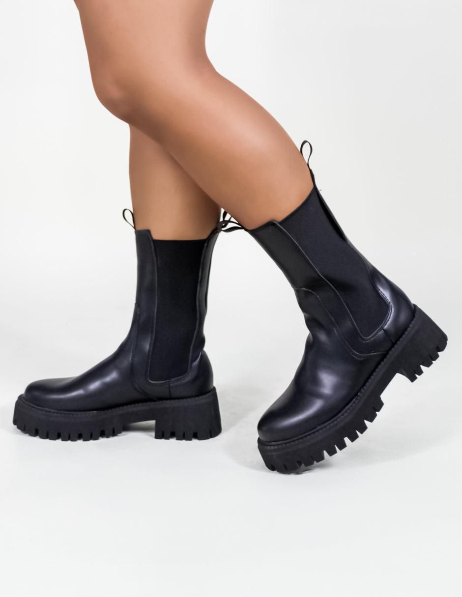 Bota media pierna de piel para mujer 2