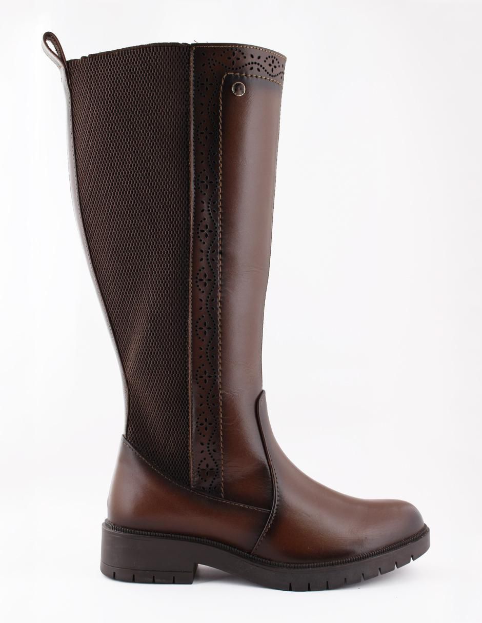 Bota abajo de la rodilla de piel para mujer 4