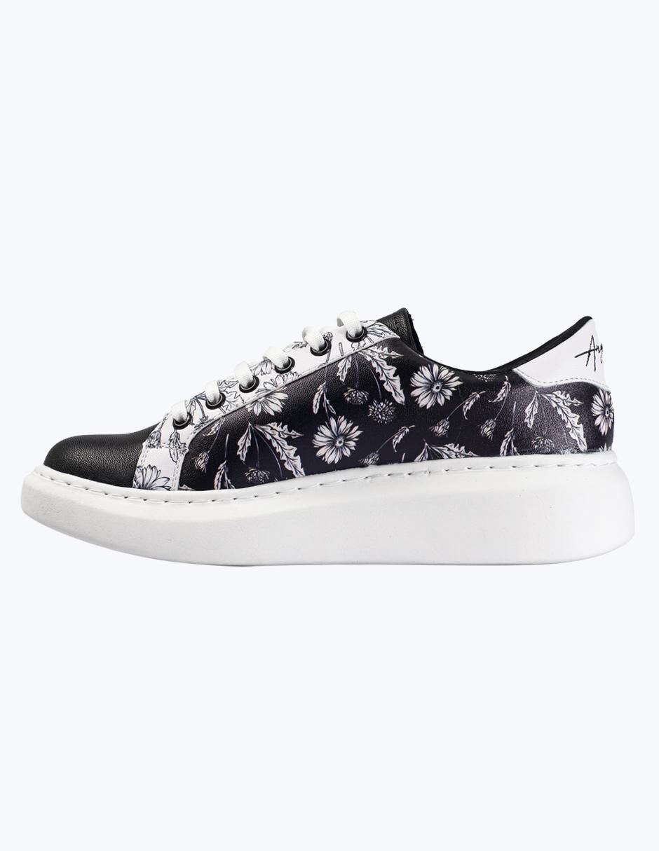 Tenis Black and White Flores para mujer 4
