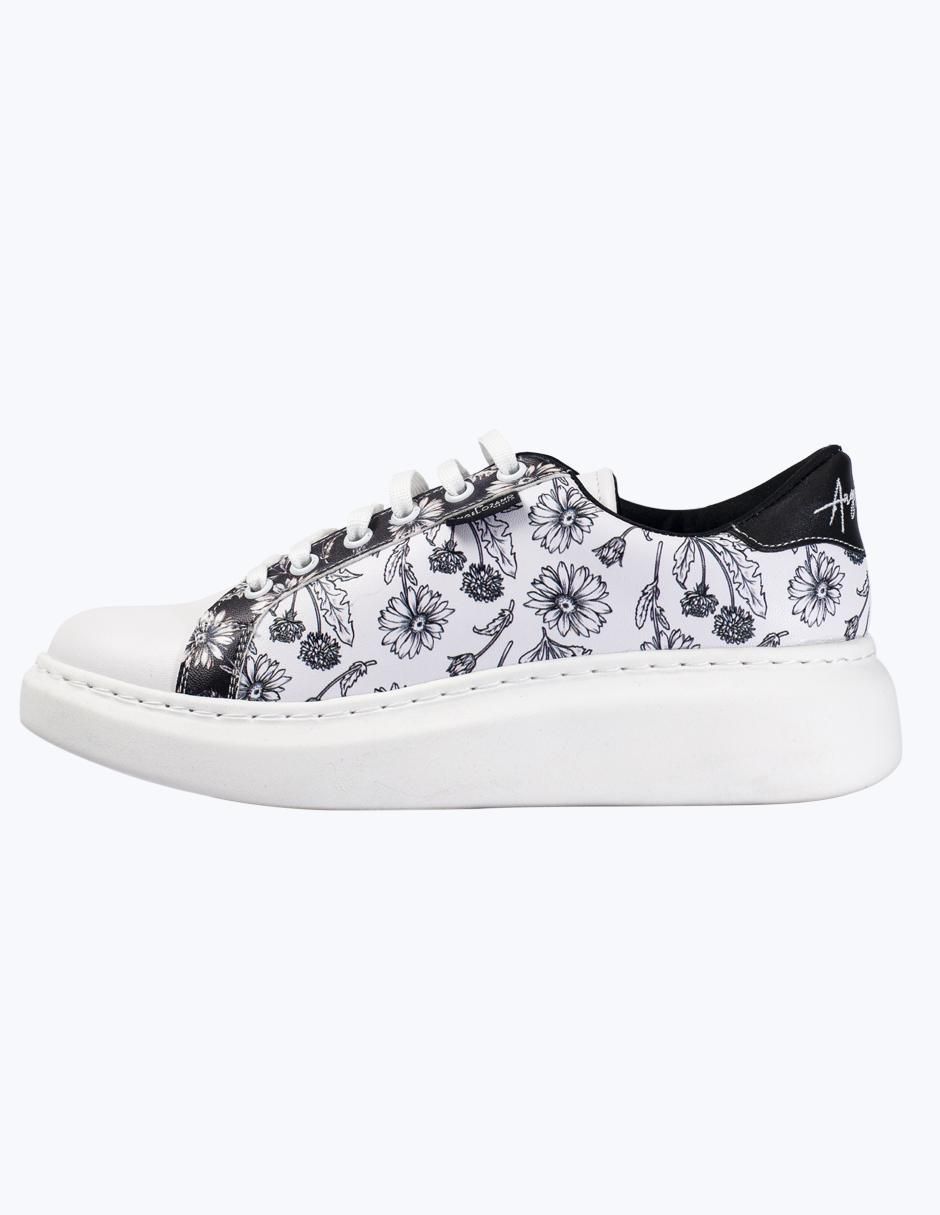 Tenis Black and White Flores para mujer 5
