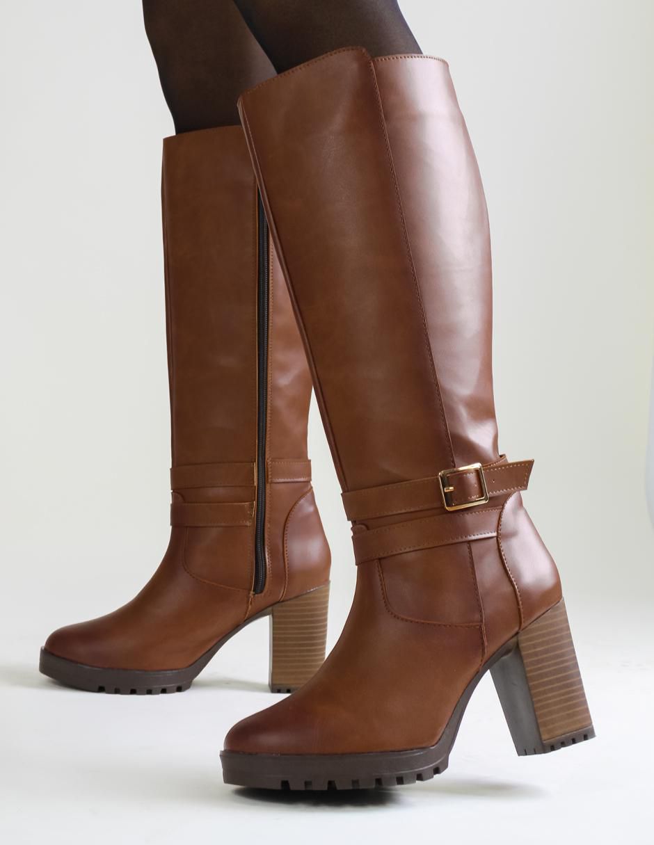 Bota abajo de la rodilla de piel para mujer 2