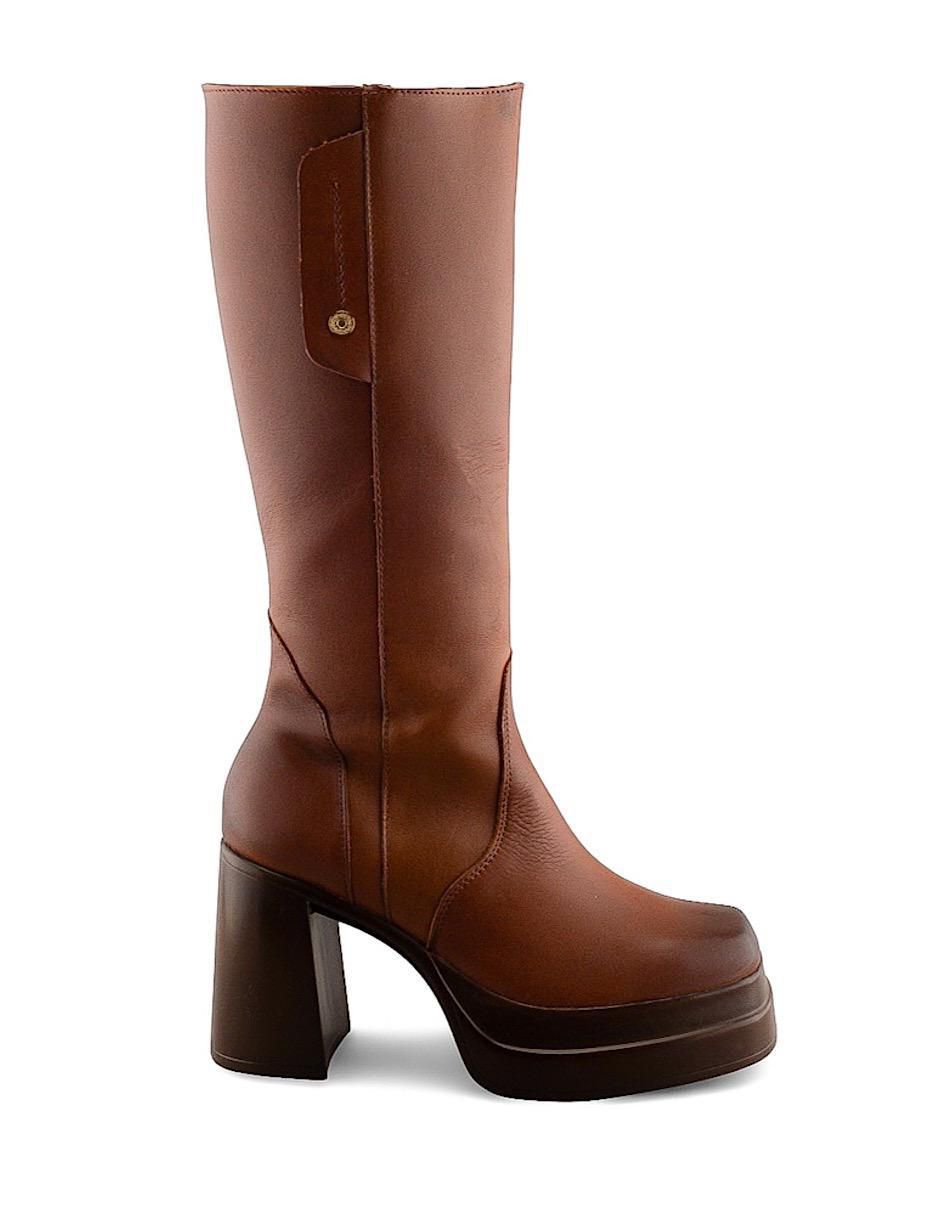 Bota abajo de la rodilla de piel para mujer 2