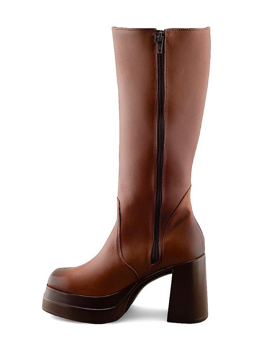 Bota abajo de la rodilla de piel para mujer 4