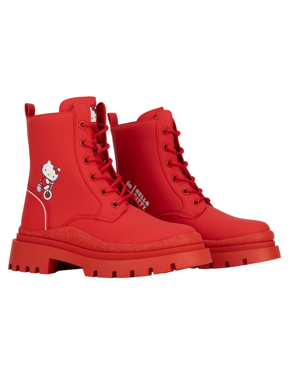 Botas Cloe Mujer Botín Con Agujetas En Contraste Y Suela Chunky - Main Image