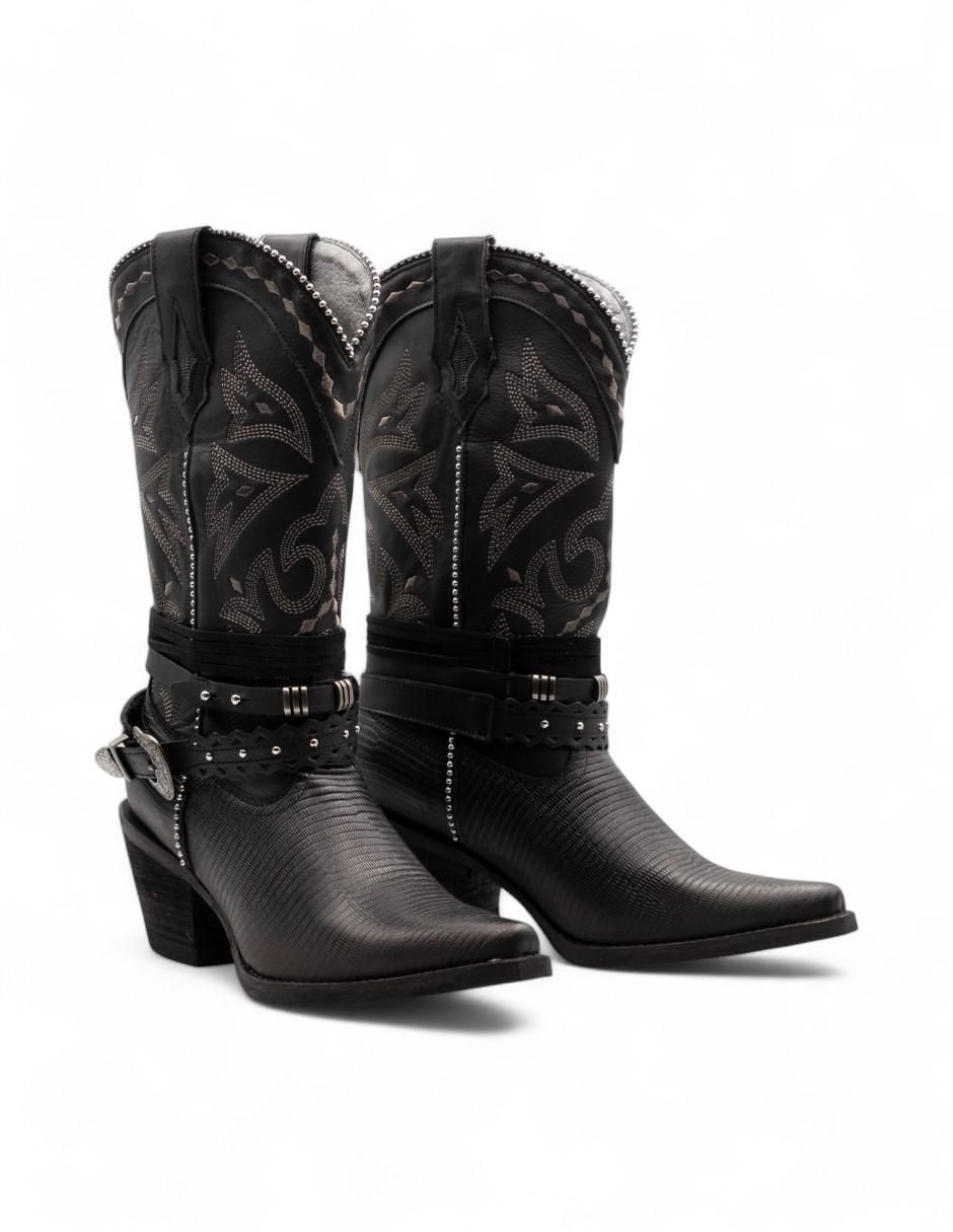 Bota cowboy abajo de la rodilla de piel para mujer 2