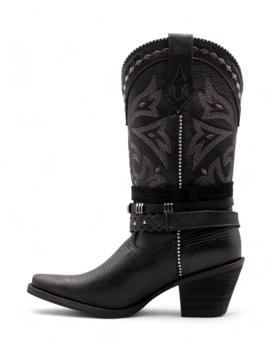 Bota cowboy abajo de la rodilla de piel para mujer 3