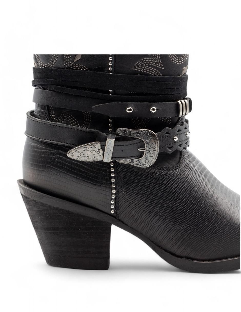 Bota cowboy abajo de la rodilla de piel para mujer 4