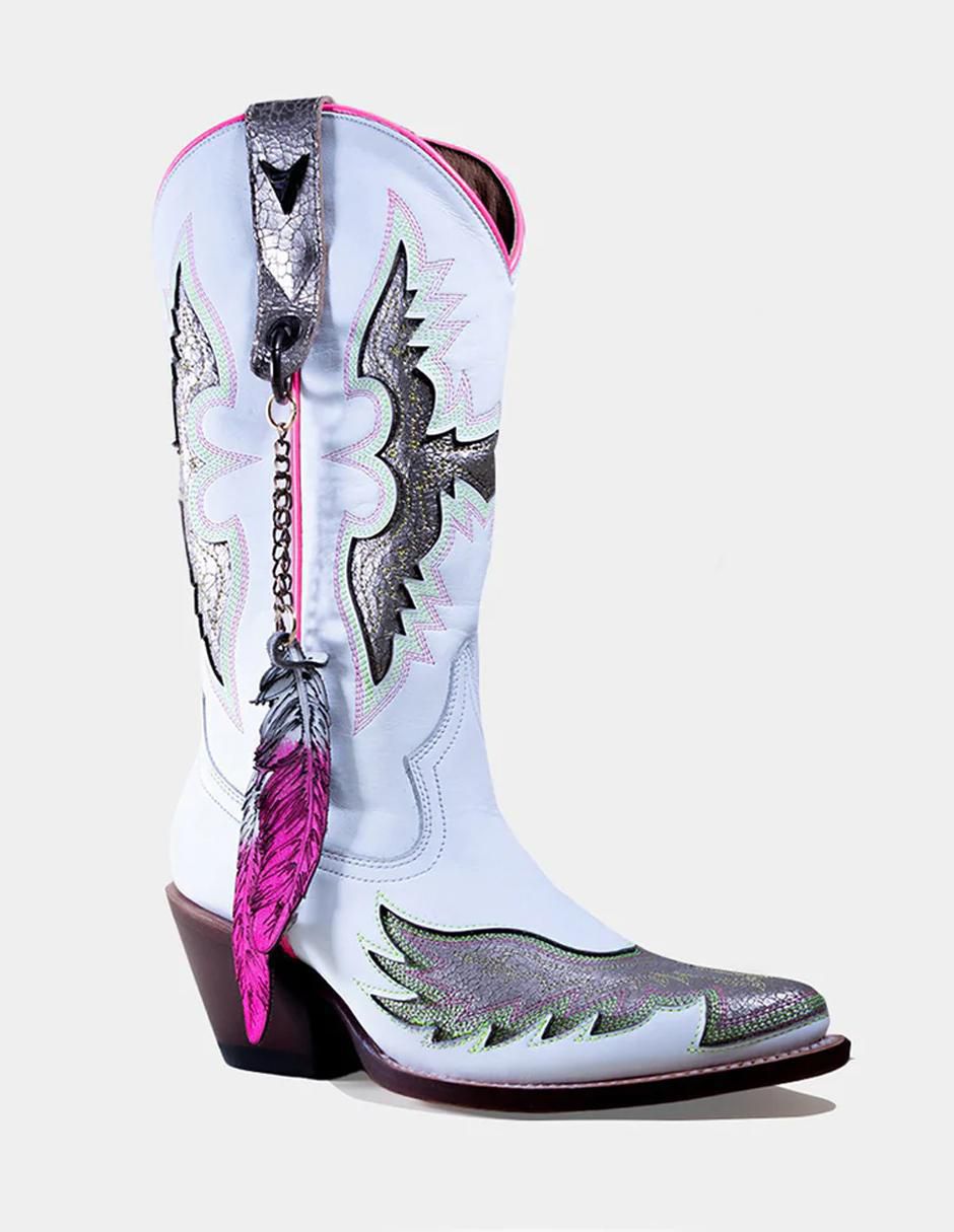 Bota cowboy abajo de la rodilla de cuero para mujer 2