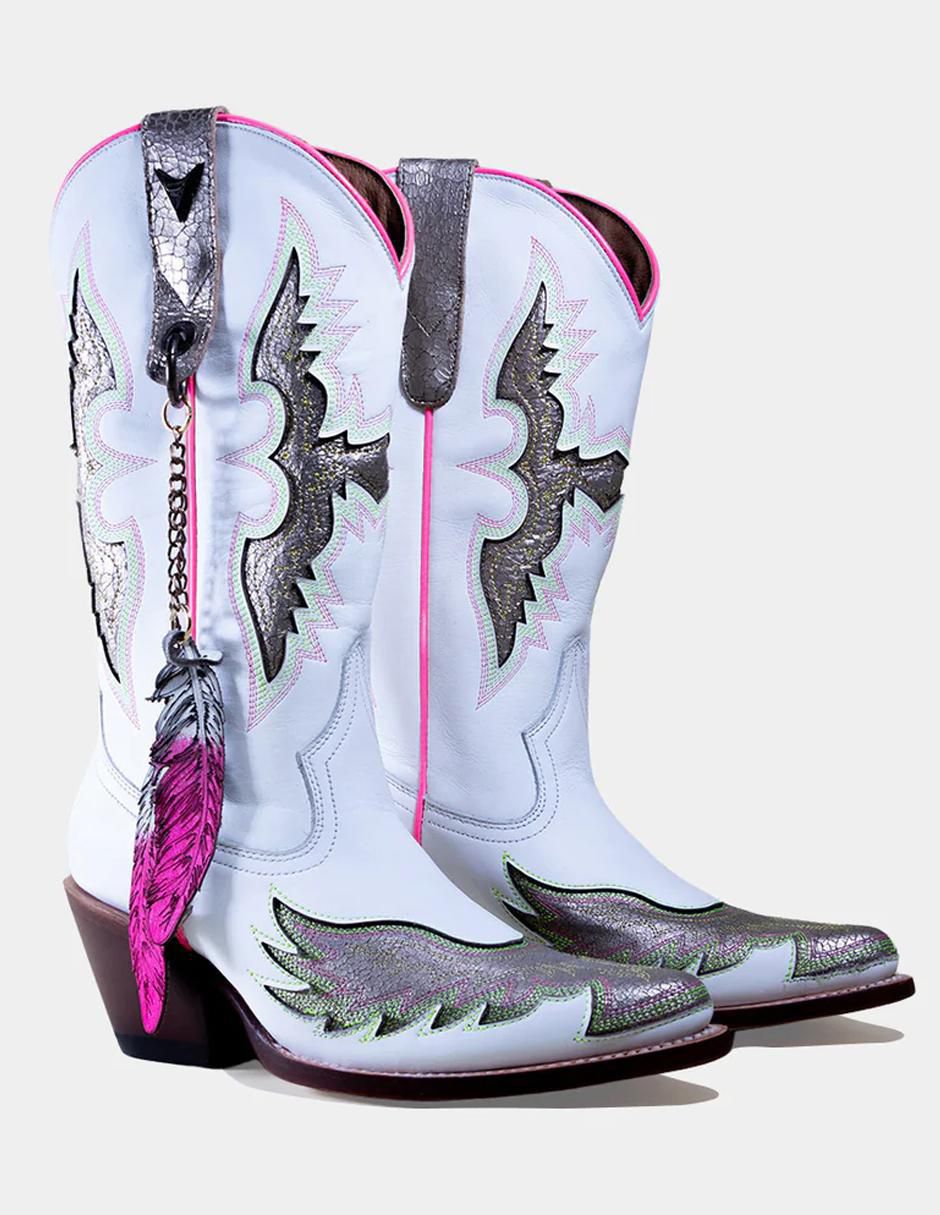 Bota cowboy abajo de la rodilla de cuero para mujer 3