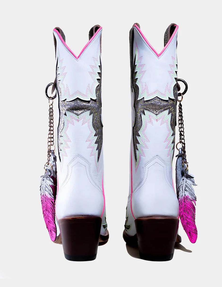 Bota cowboy abajo de la rodilla de cuero para mujer 5