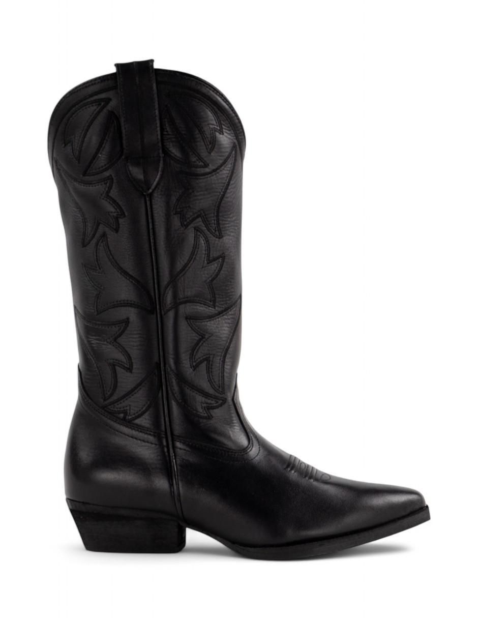 Bota cowboy abajo de la rodilla de piel bovino para mujer