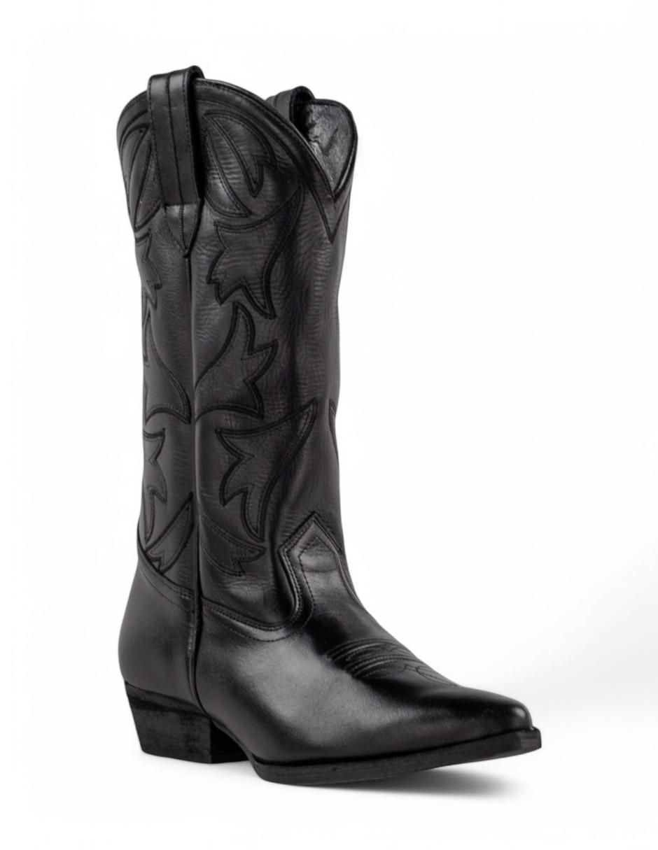 Bota cowboy abajo de la rodilla de piel bovino para mujer 2