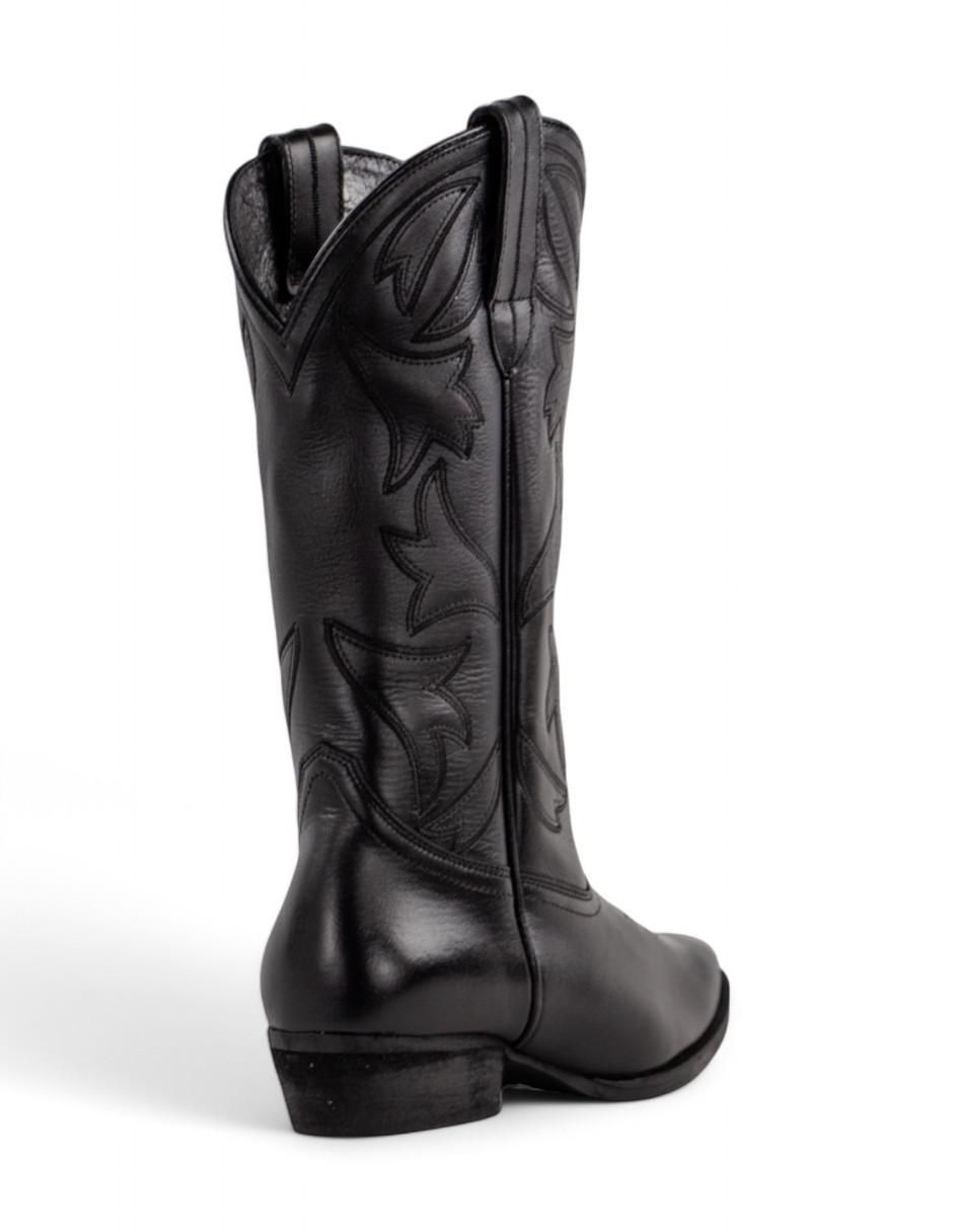 Bota cowboy abajo de la rodilla de piel bovino para mujer 4