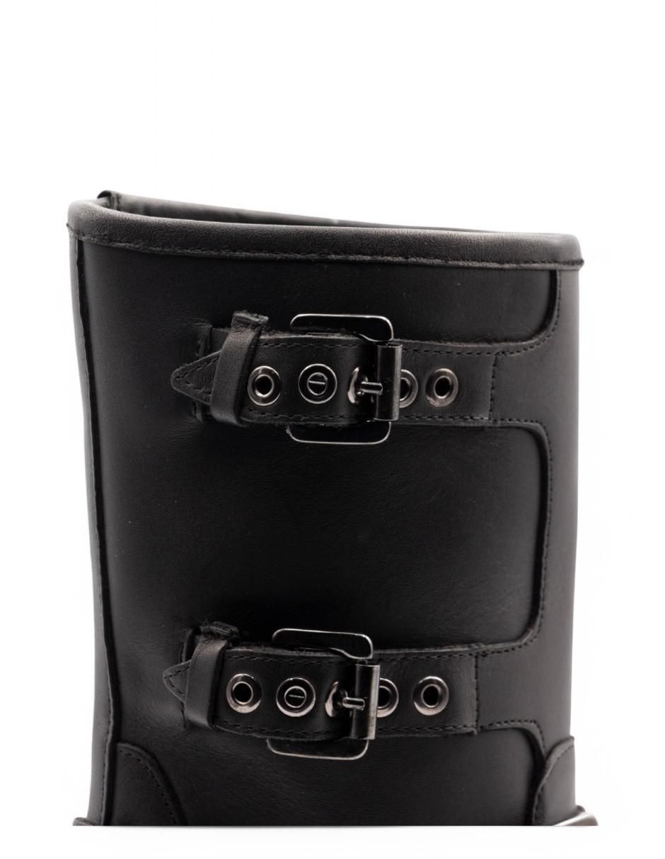 Bota media pierna Biker de piel bovino para mujer 4
