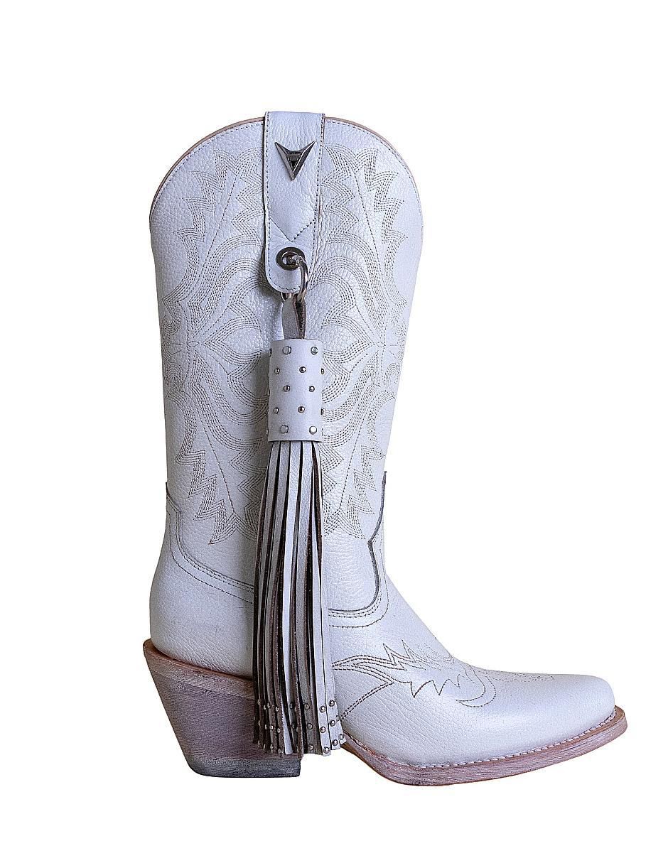 Bota cowboy abajo de la rodilla de cuero para mujer