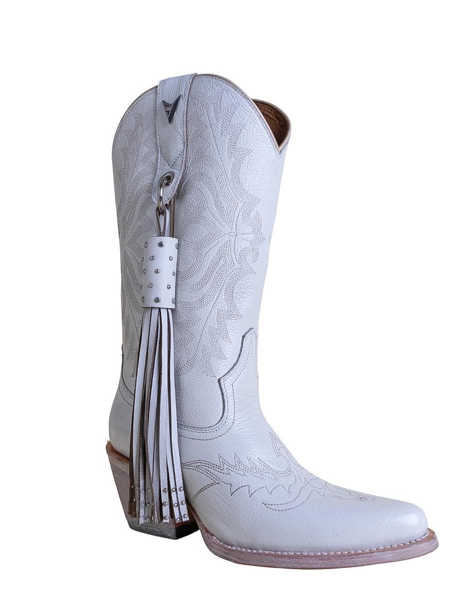 Bota cowboy abajo de la rodilla de cuero para mujer 2