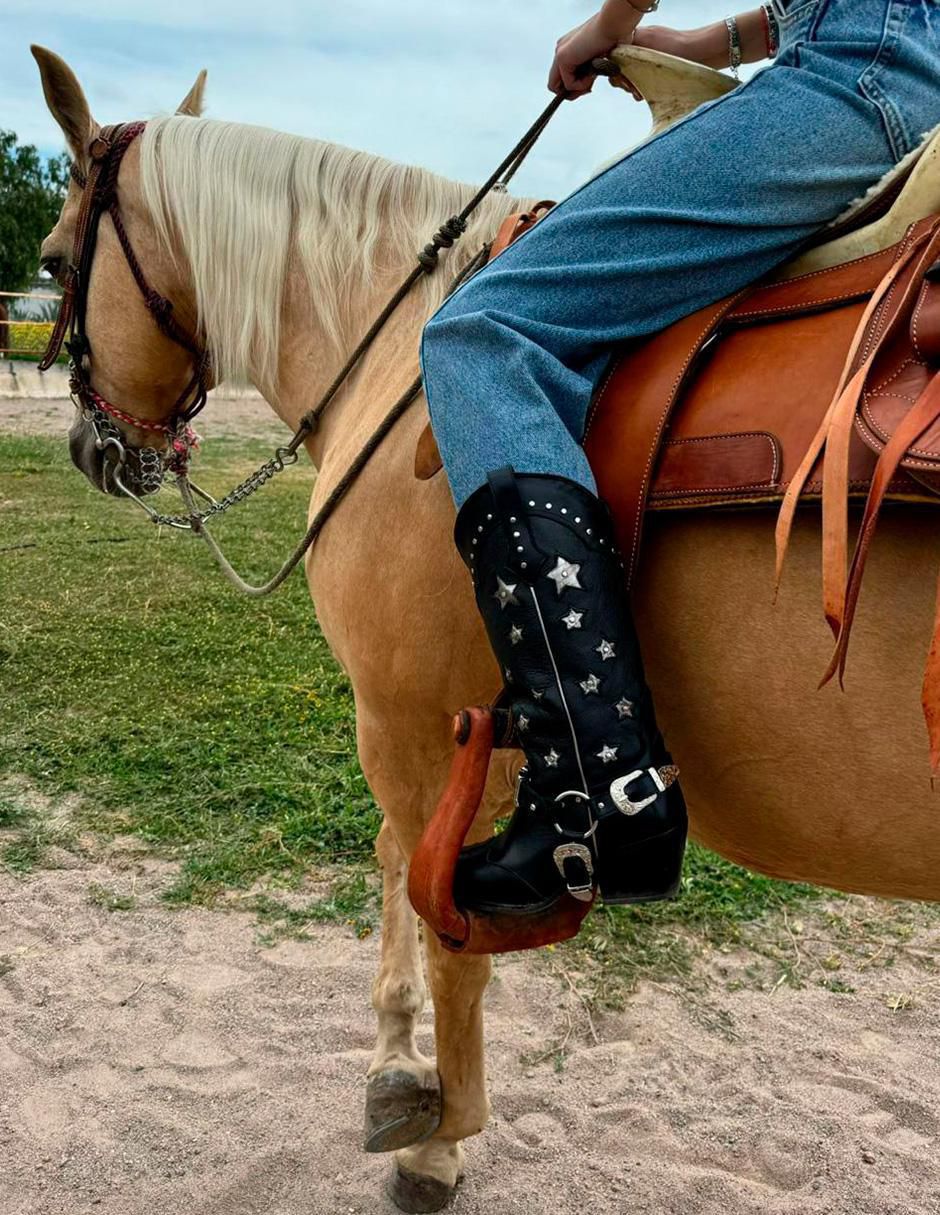 Bota cowboy media pierna Best seller de piel para mujer 11
