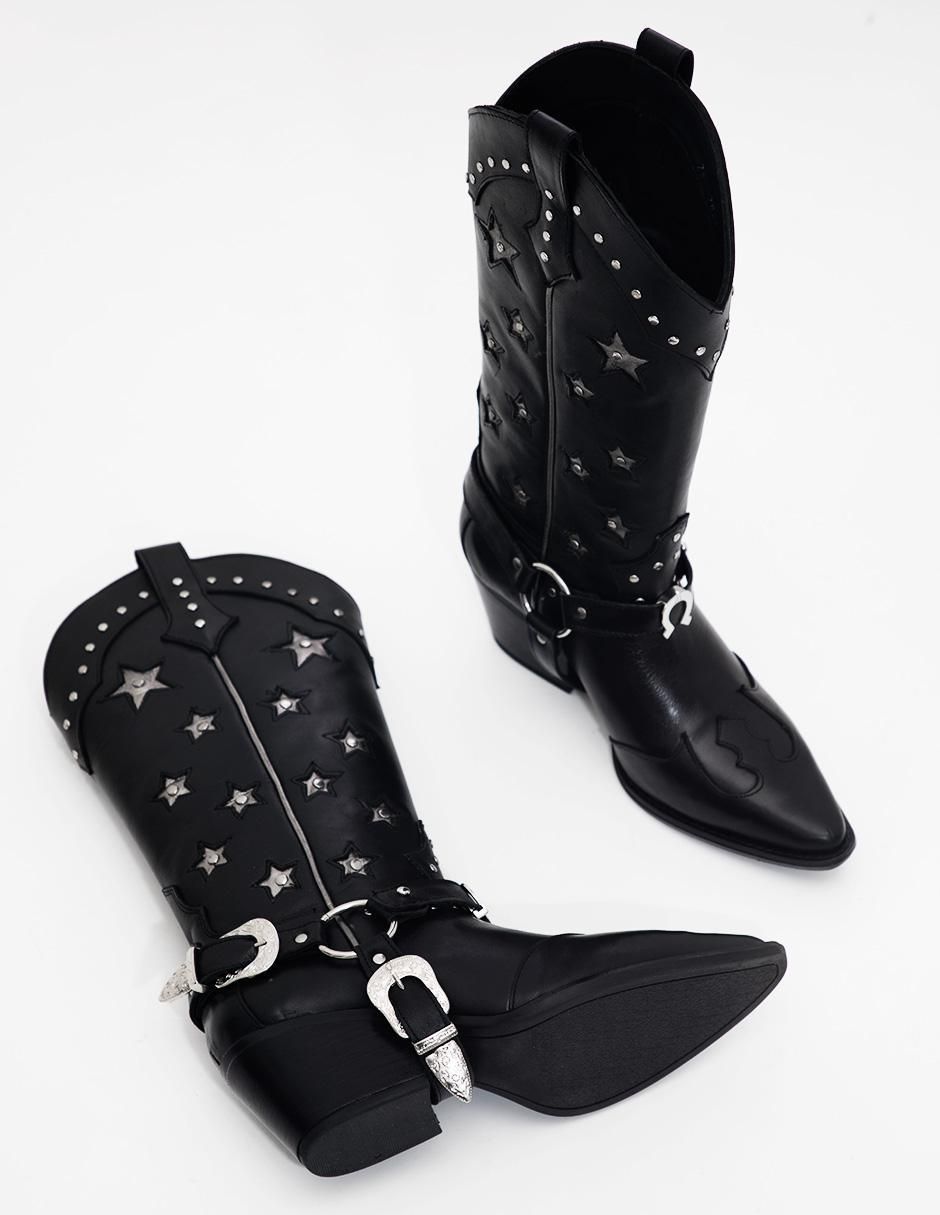 Bota cowboy media pierna Best seller de piel para mujer 3