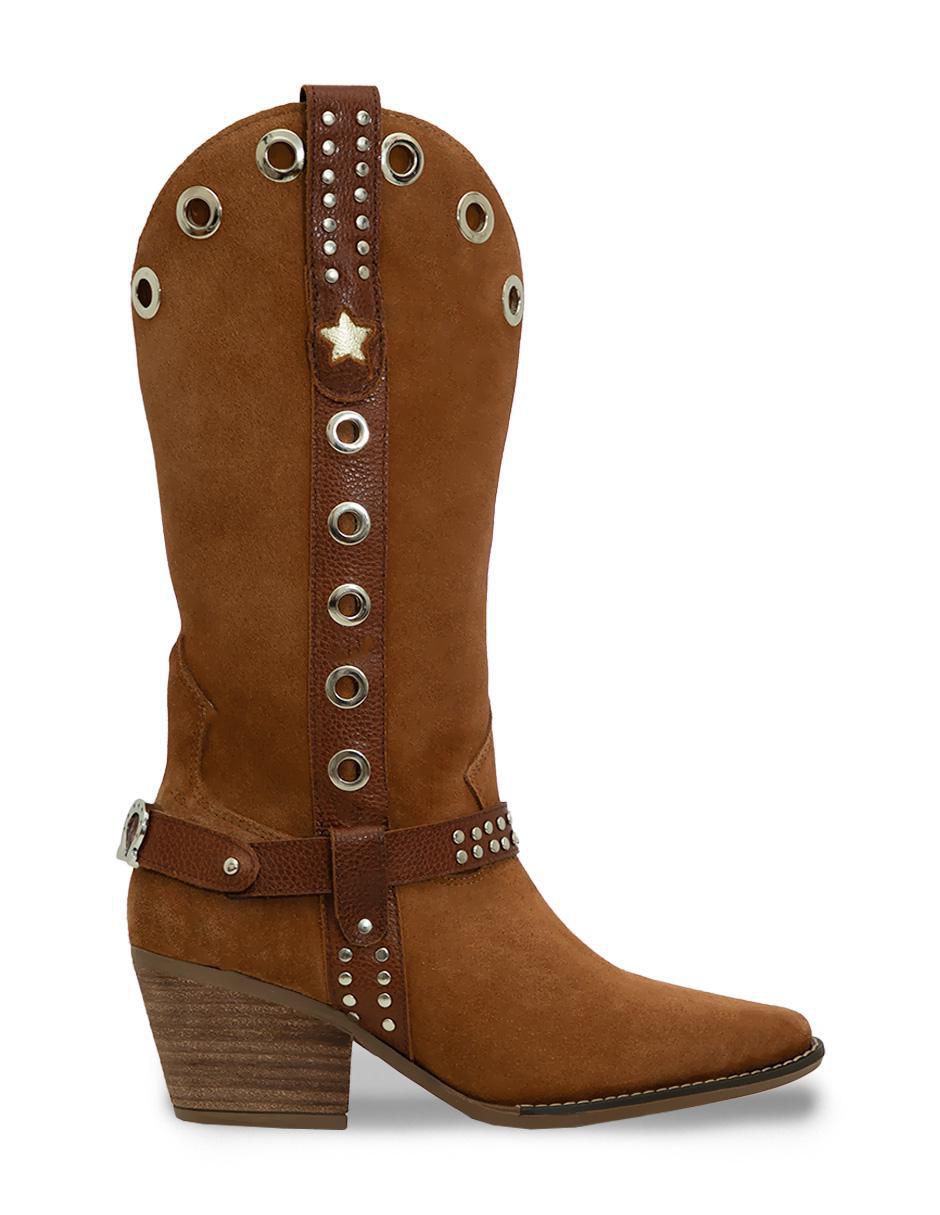 Bota cowboy media pierna Best seller de gamuza para mujer