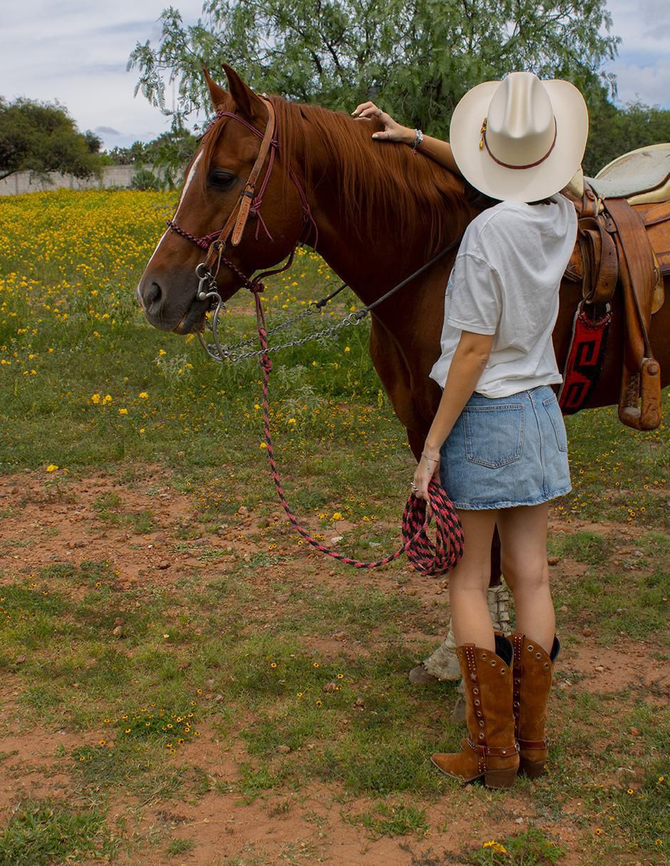 Bota cowboy media pierna Best seller de gamuza para mujer 11