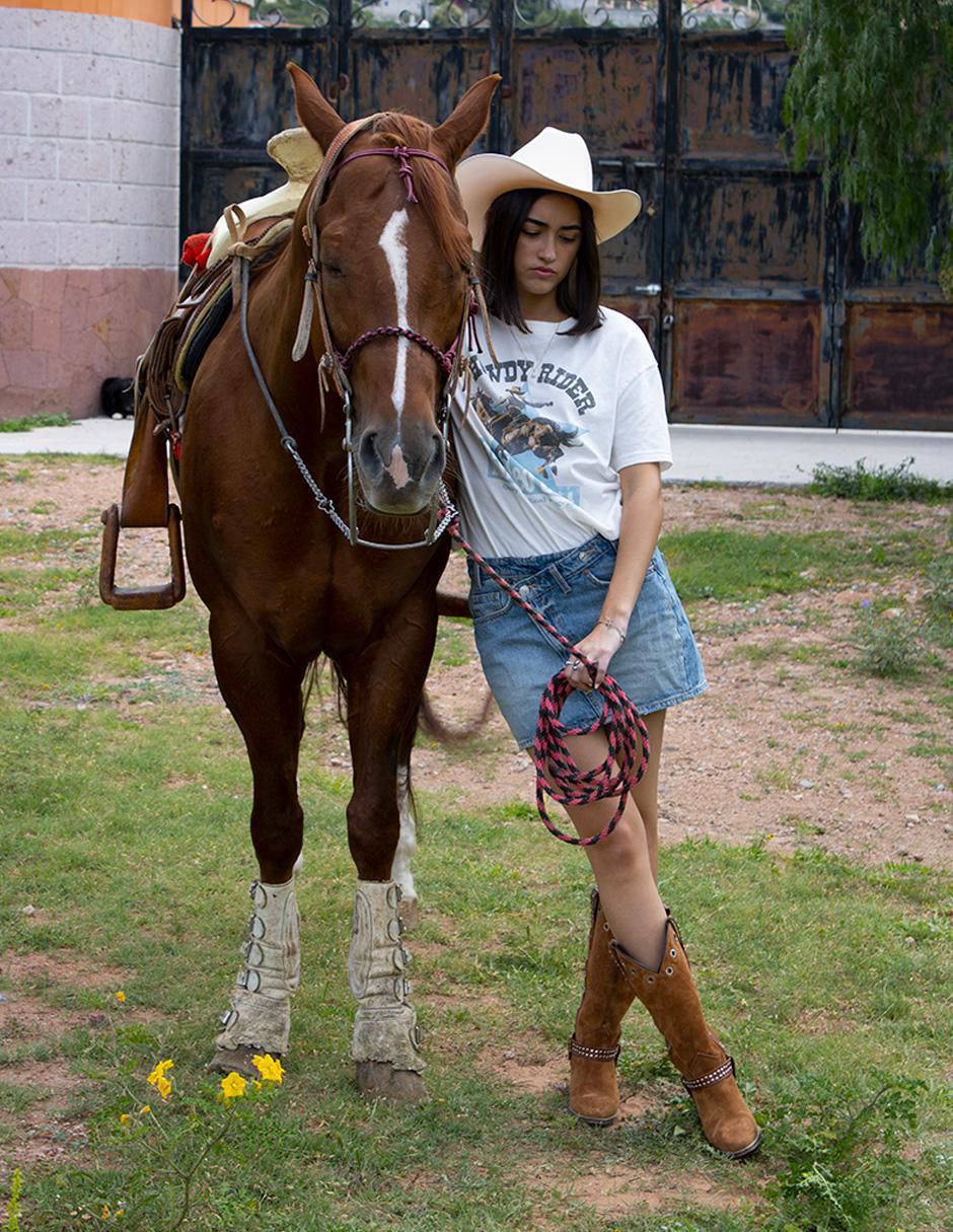 Bota cowboy media pierna Best seller de gamuza para mujer 12