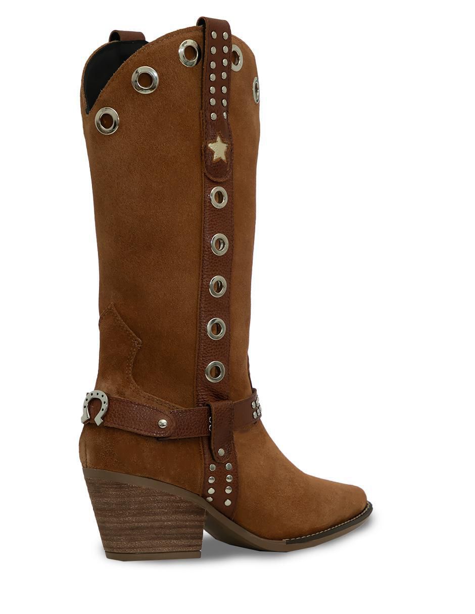 Bota cowboy media pierna Best seller de gamuza para mujer 2