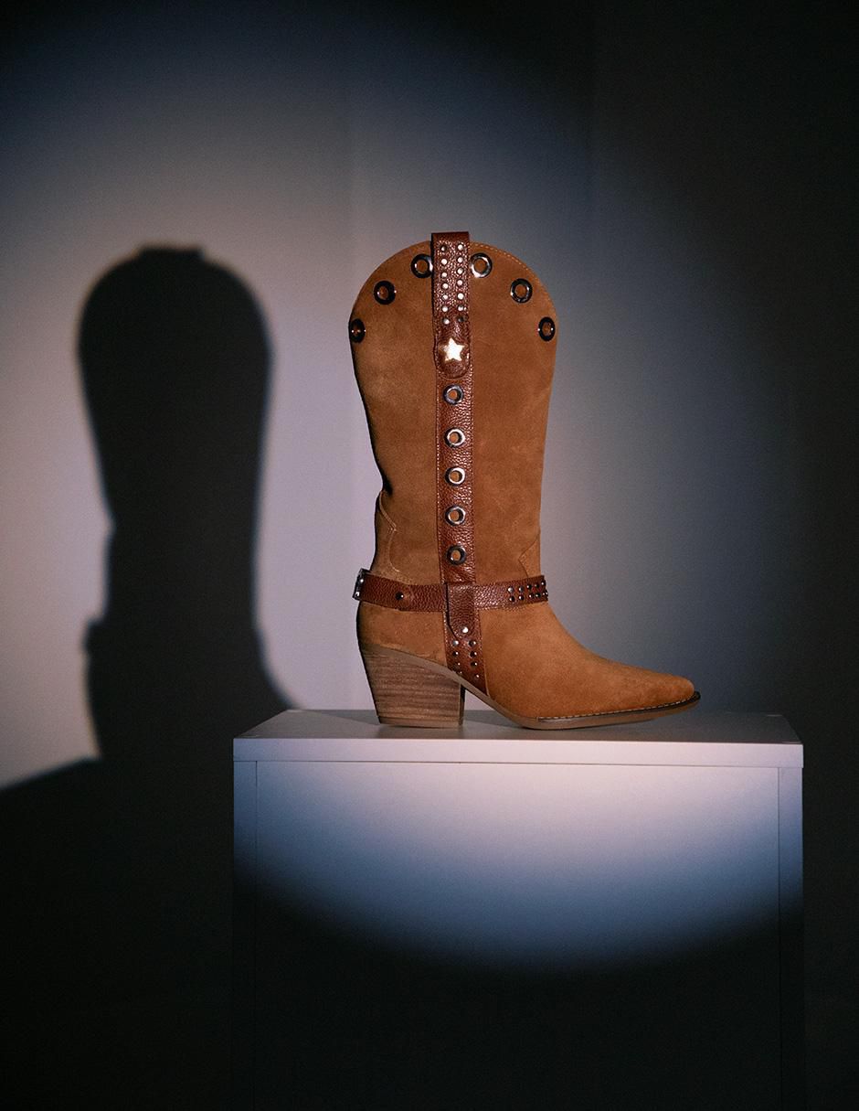 Bota cowboy media pierna Best seller de gamuza para mujer 5