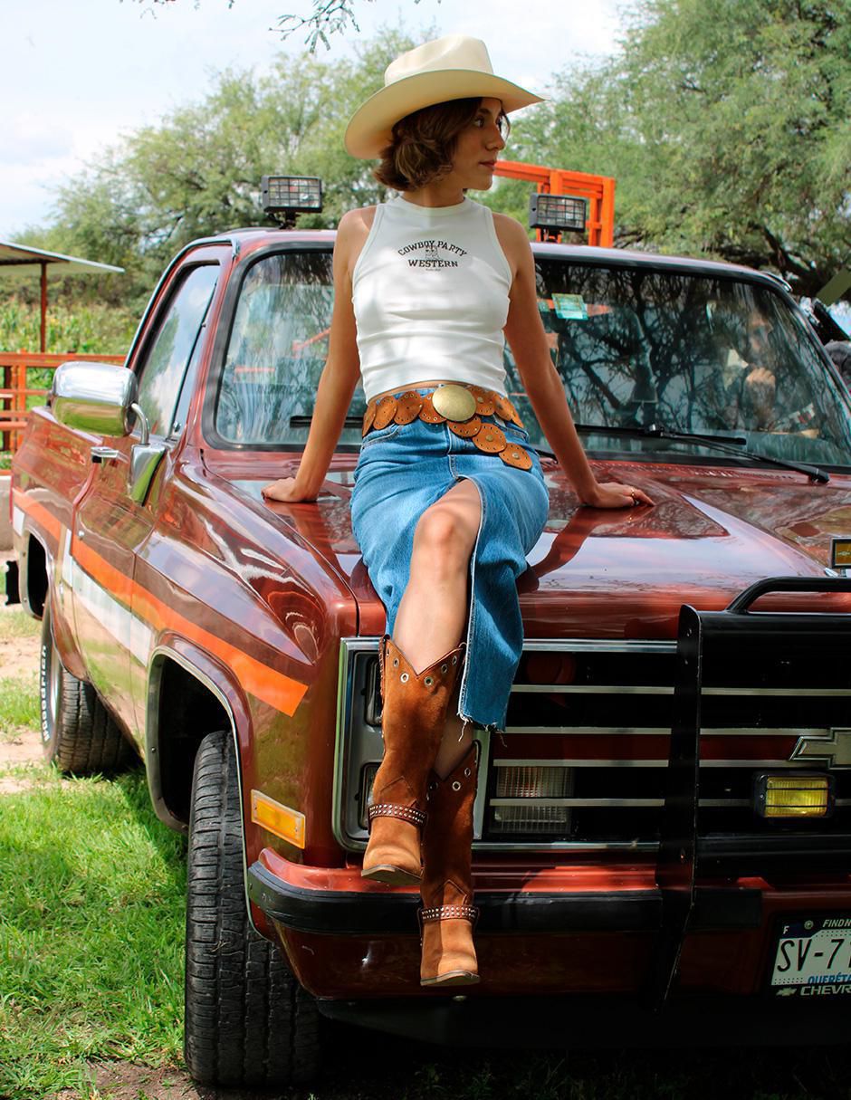 Bota cowboy media pierna Best seller de gamuza para mujer 8