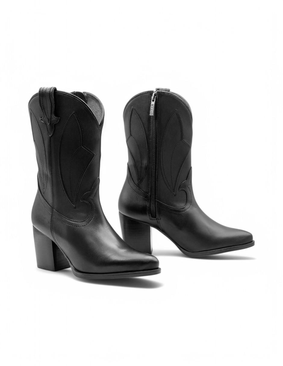 Bota cowboy media pierna de piel para mujer 2