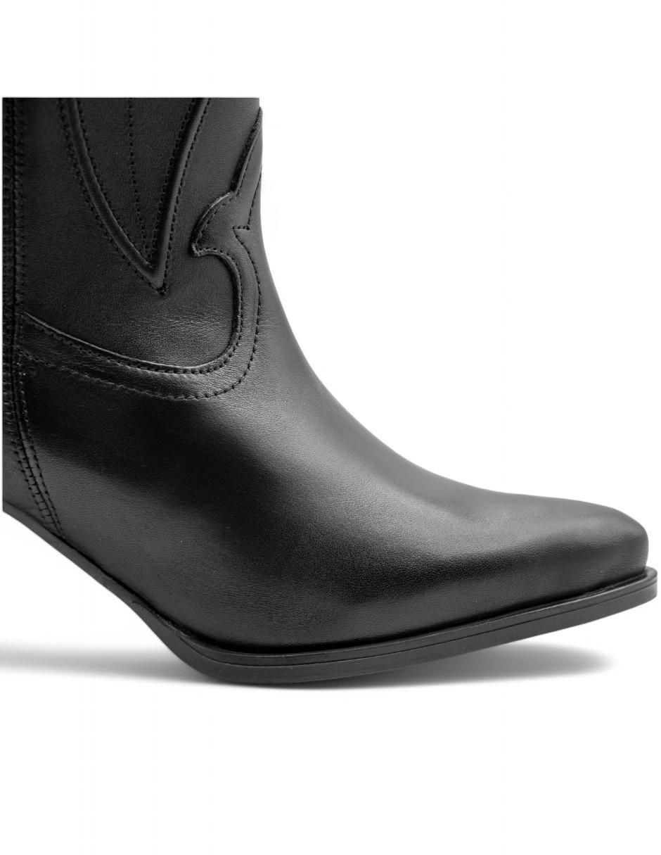 Bota cowboy media pierna de piel para mujer 4