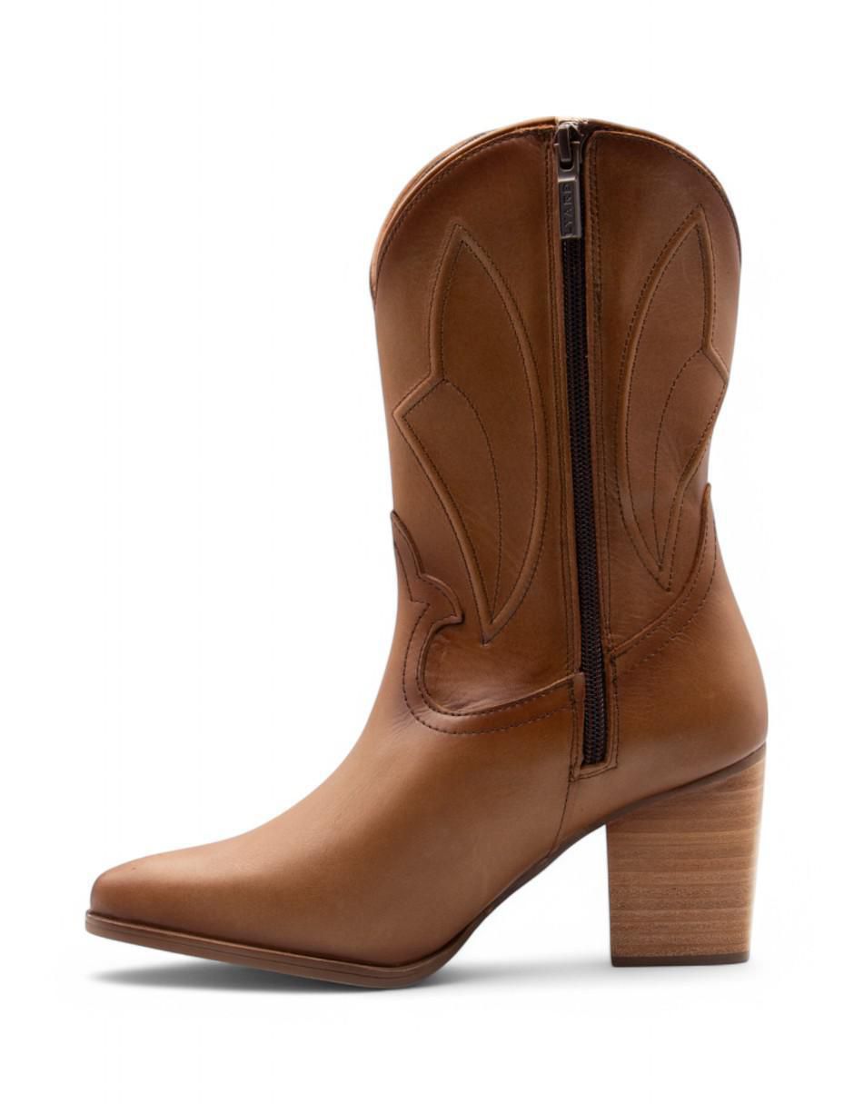 Bota cowboy media pierna de piel para mujer 3