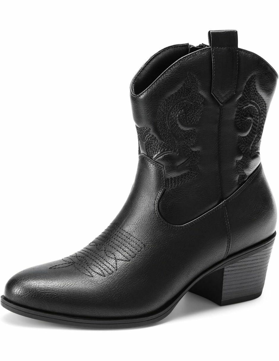 Bota cowboy arriba del tobillo de piel para mujer Bota cowboy arriba del tobillo de piel para mujer