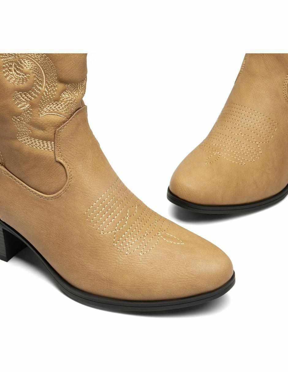 Bota cowboy arriba del tobillo de piel para mujer 4