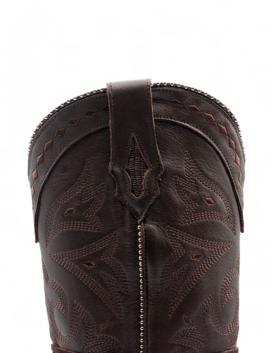 Bota cowboy abajo de la rodilla de piel bovino para mujer 4