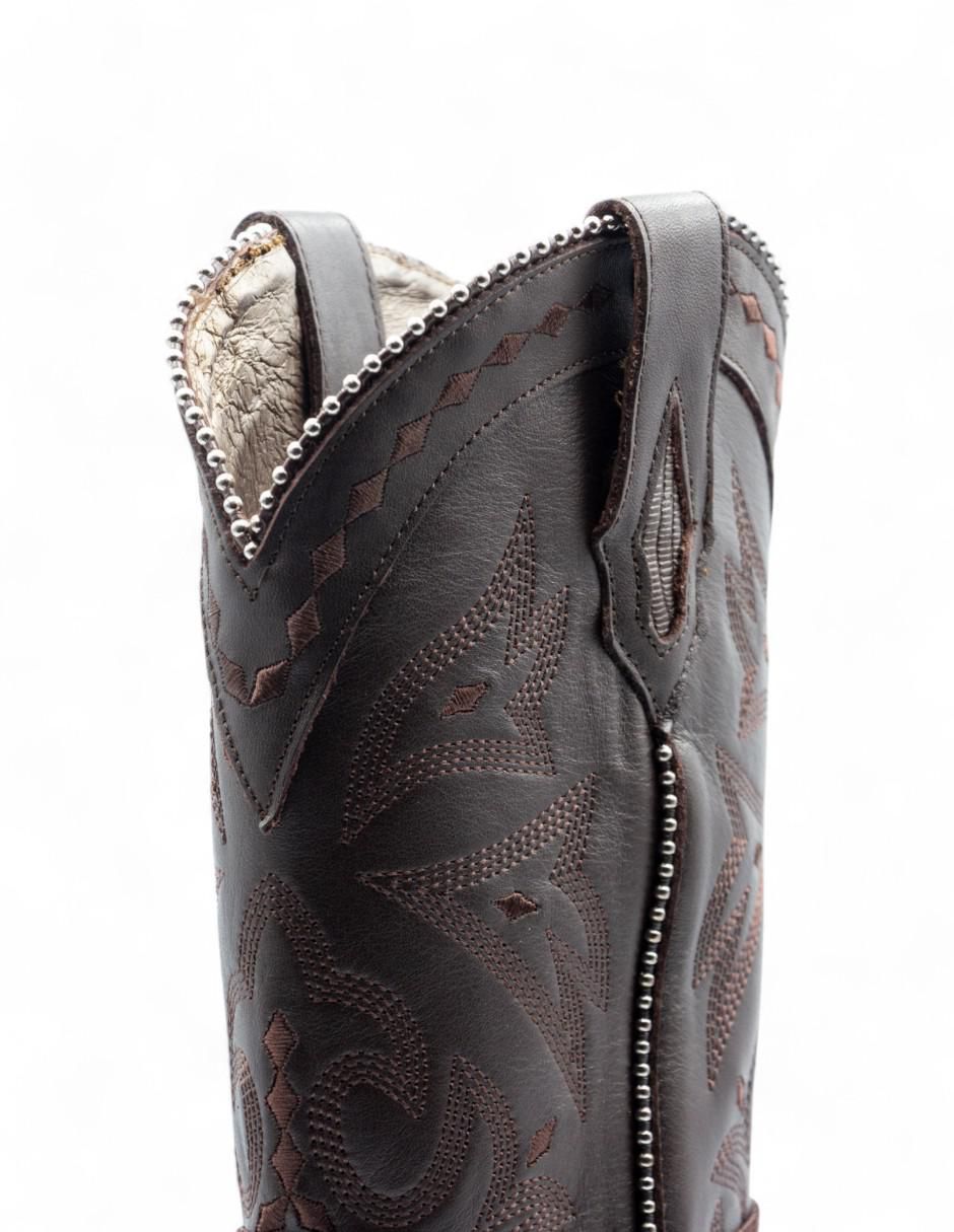 Bota cowboy abajo de la rodilla de piel bovino para mujer 5