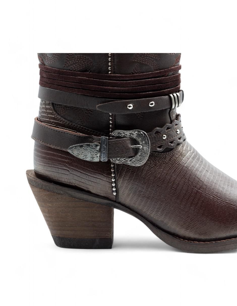 Bota cowboy abajo de la rodilla de piel bovino para mujer 6