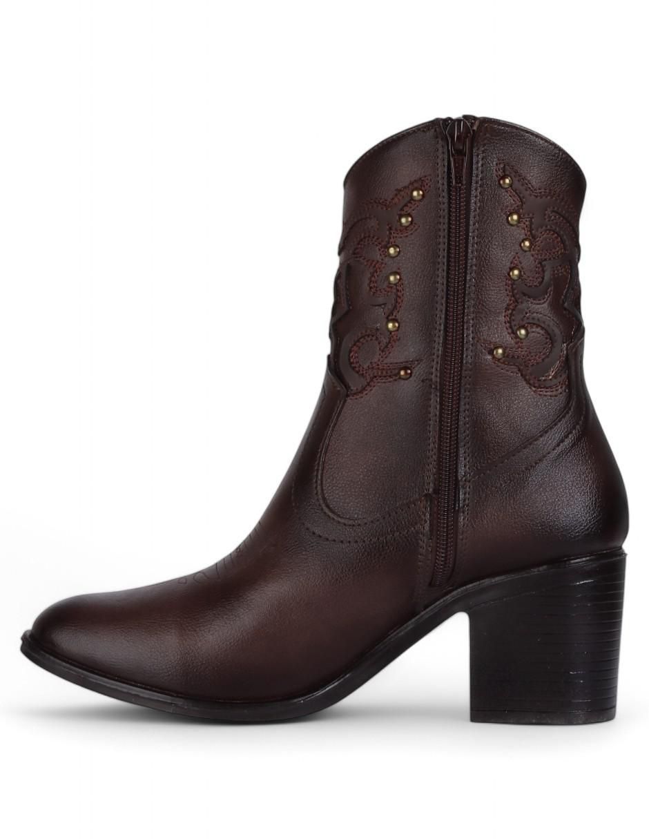 Bota cowboy arriba del tobillo de piel para mujer 4