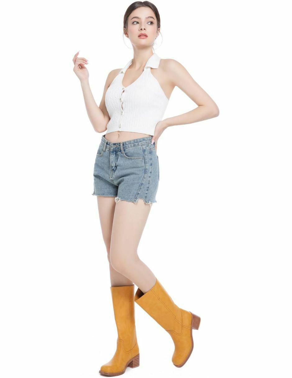 Bota cowboy abajo de la rodilla dream paris sin familia o colecci{on "de" piel vegana "para mujer"