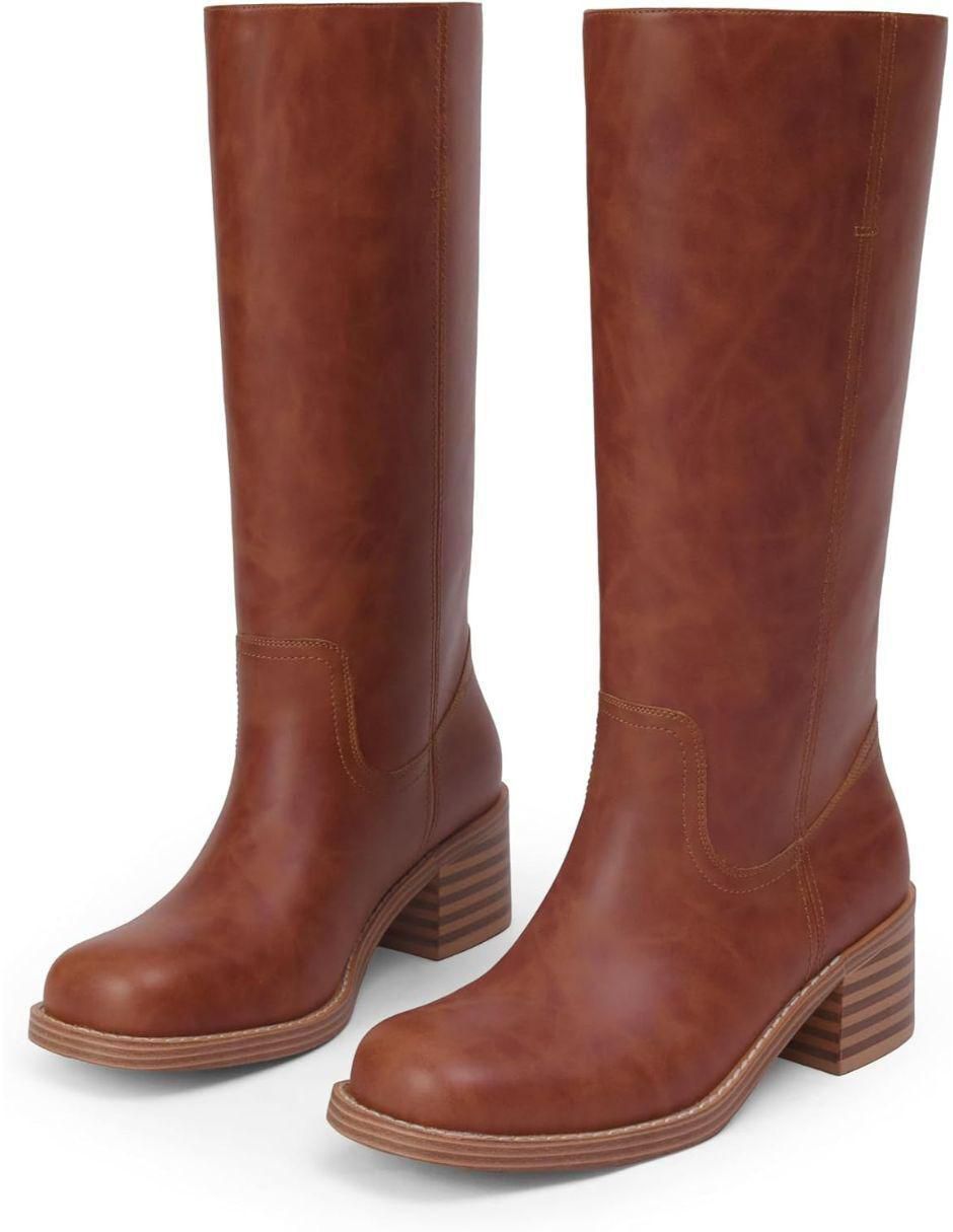 Bota cowboy abajo de la rodilla de piel para mujer 2