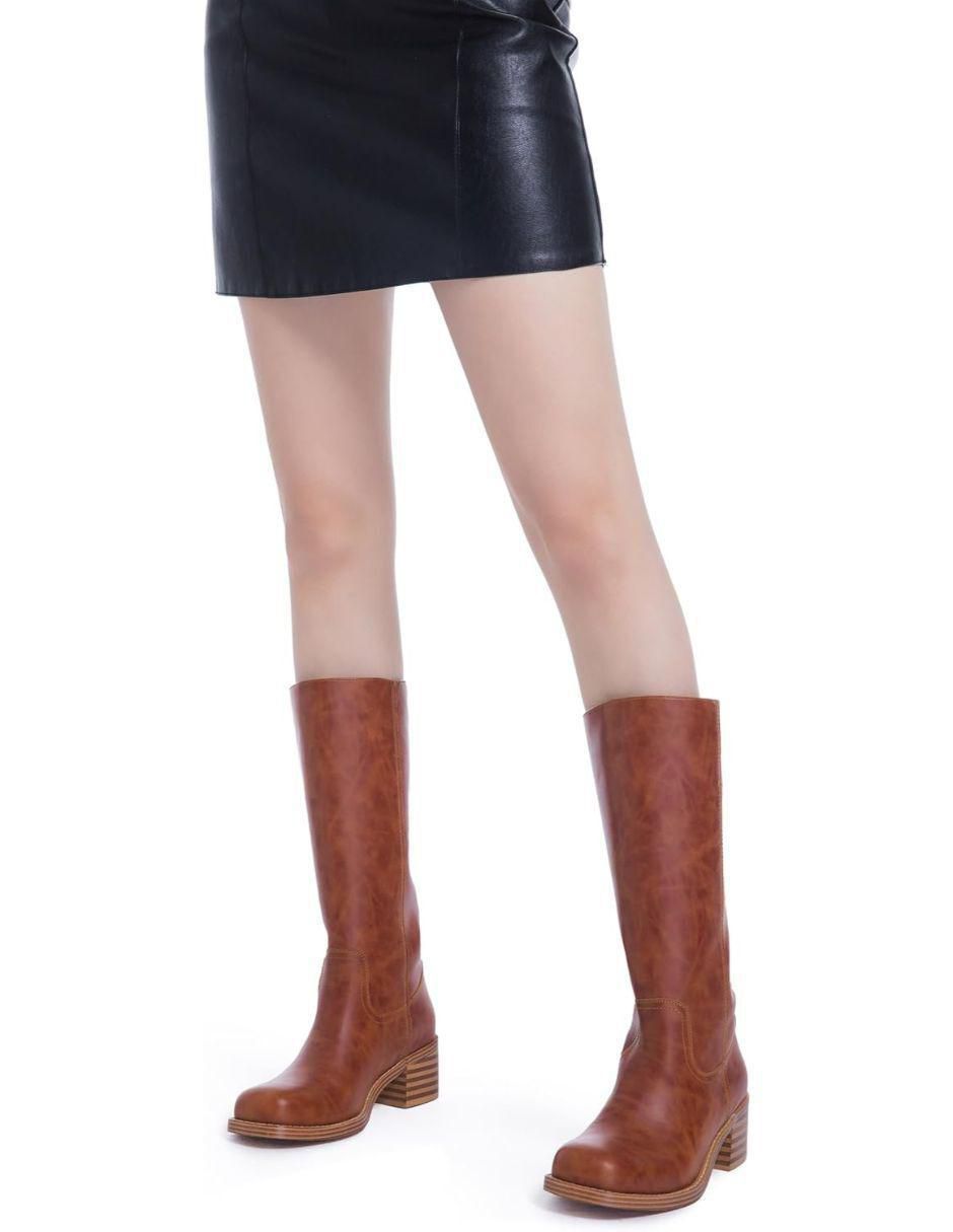 Bota cowboy abajo de la rodilla de piel para mujer 4