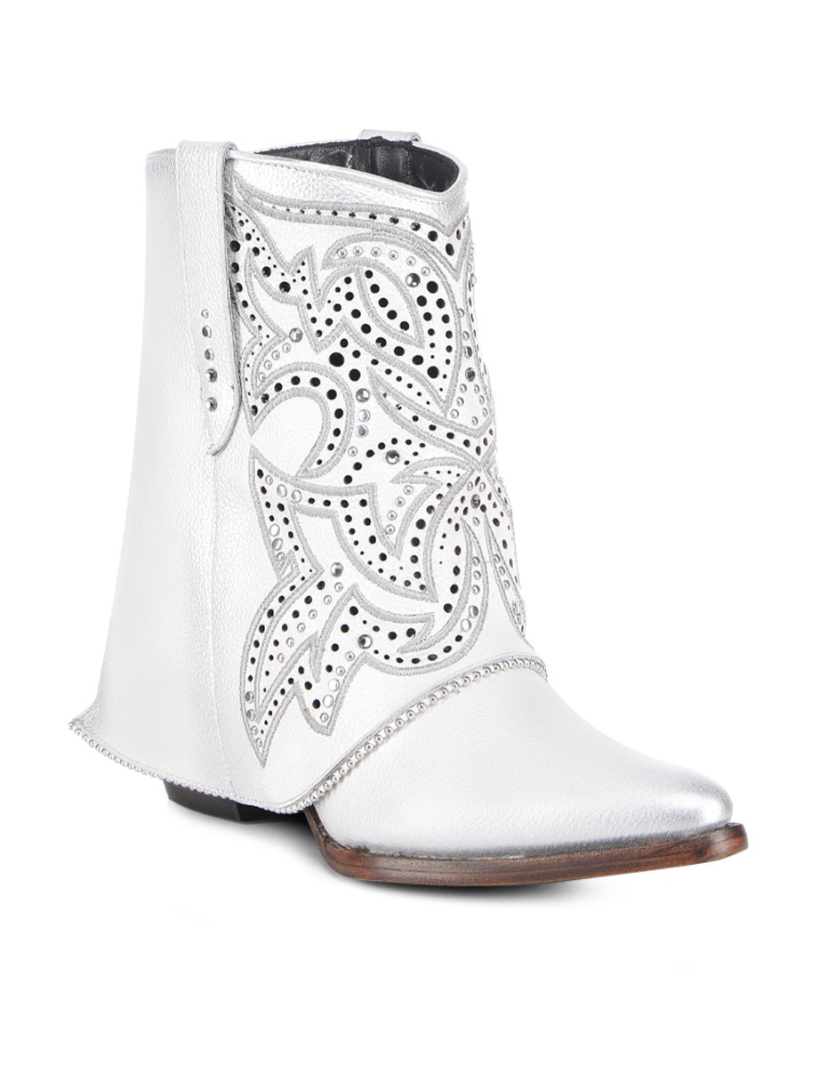 Bota cowboy arriba del tobillo de piel para mujer