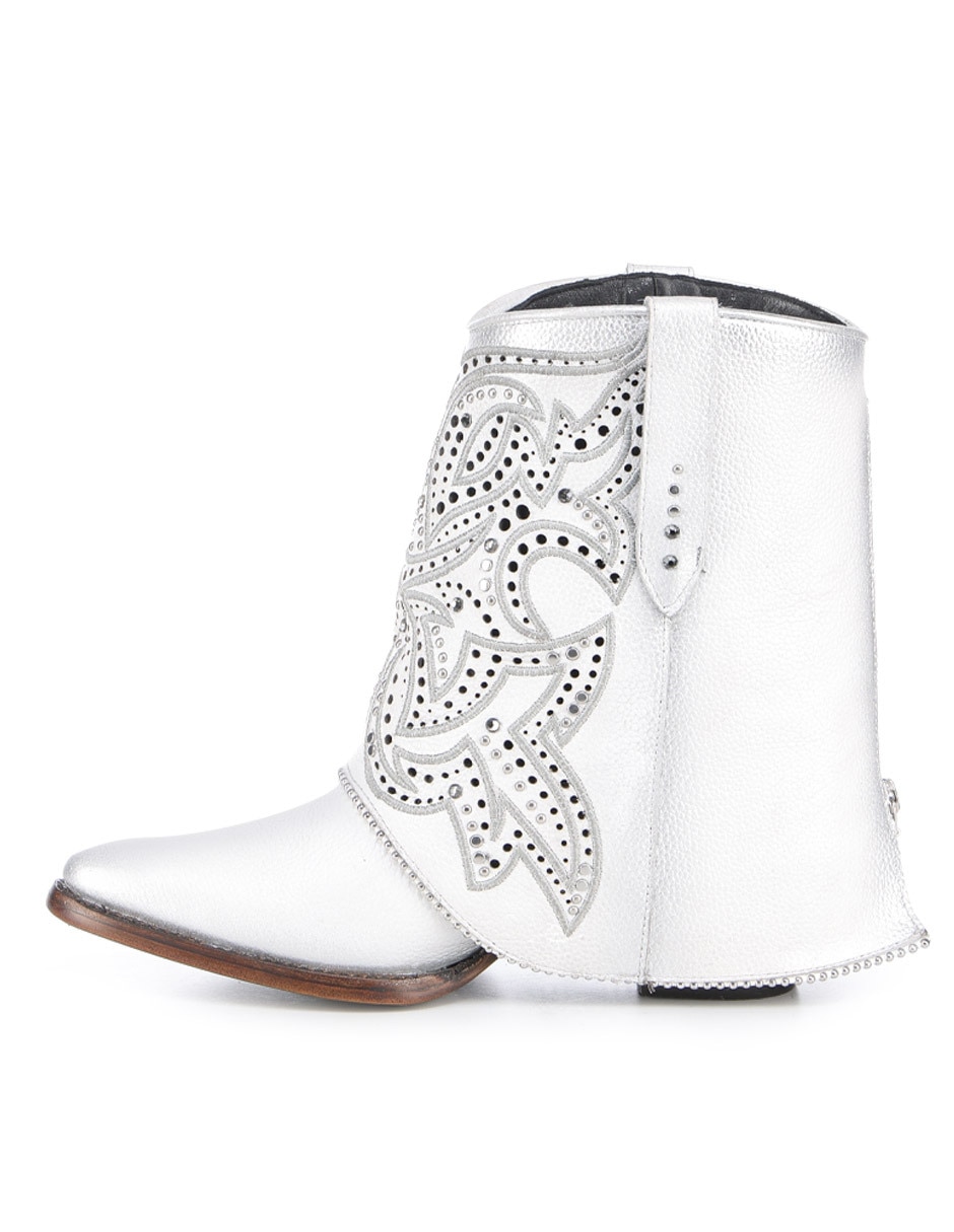 Bota cowboy arriba del tobillo de piel para mujer 4